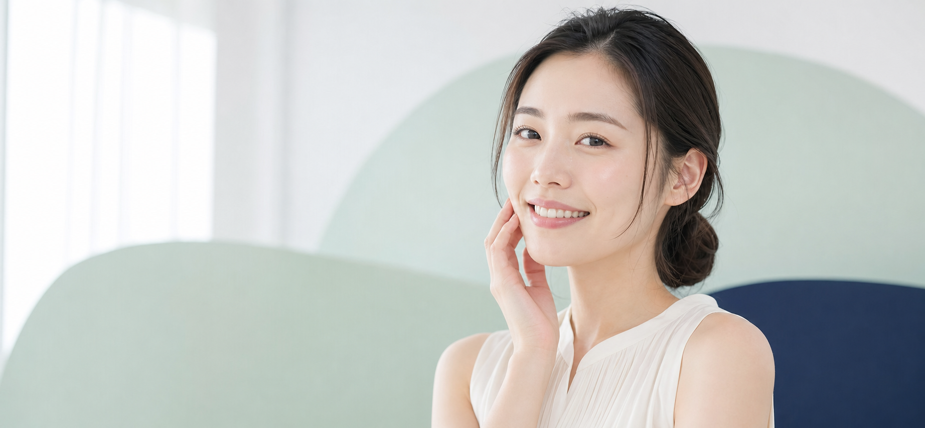 透明感のある肌をイメージした日本人女性